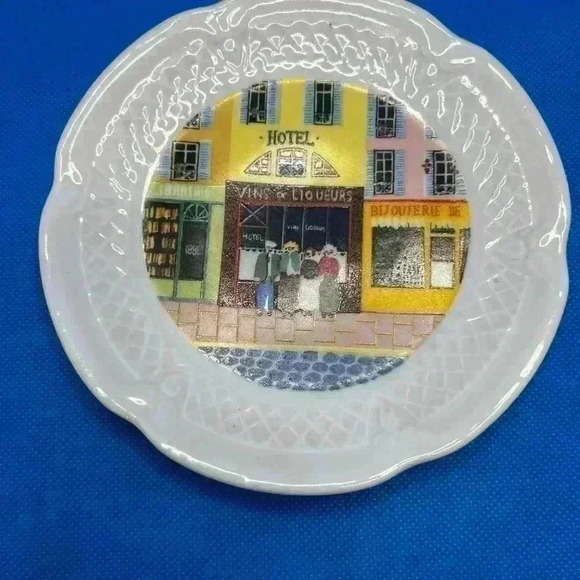 Set of 4 LIMOGES PHILIPPE DESHOULIERES Porcelain Canape Plates MERCHANTS ROW - Picture 5 of 6